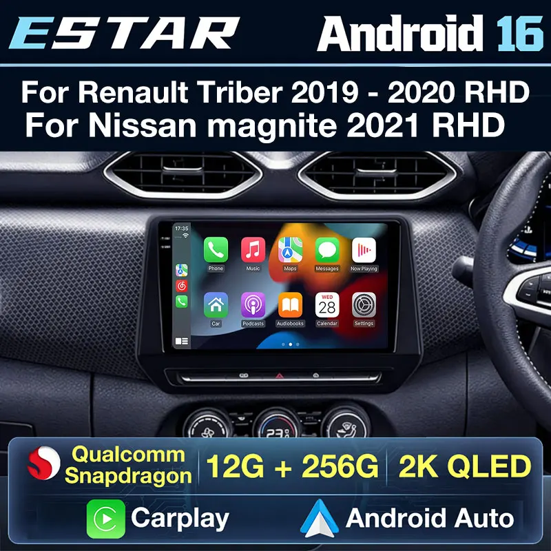 Wireless Carplay Android 16 For Renault Triber 2019 - 2020 For Nissan Magnite 2021 RHD Car Radio DSP Octa Core DTS 4G LTE RDS BT