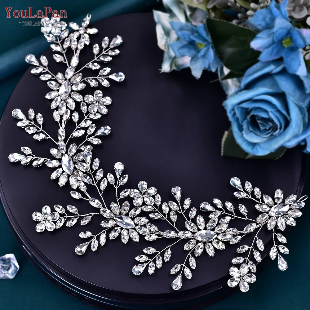 YouLaPan حجر الراين الأزهار عقال الحلو العروس مجوهرات خوذة لطيف الفتيات أغطية الرأس حفلة عيد ميلاد حفلة موسيقية إكسسوارات الشعر HP408
