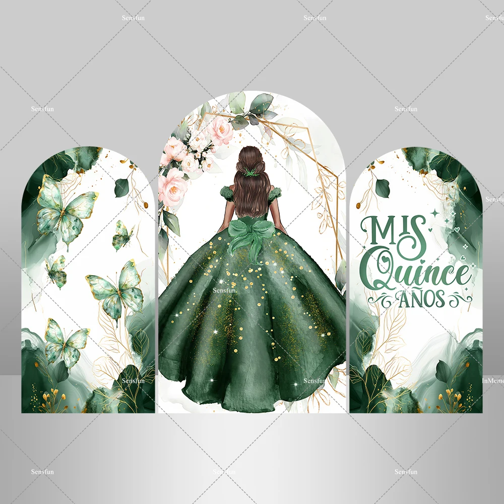 Quinceanera فستان الأميرة الحلو 15th حفلة عيد ميلاد الطفل دش يغطي كيارا قوس ديكور خلفية صور الخلفيات