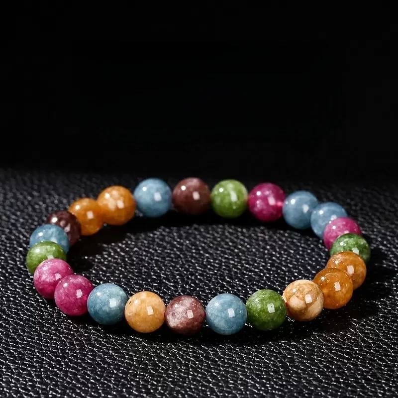 Tourmaline Natural Stone Bracelet - Bohemian Vintage Unisex Beads, Daily Lucky Accessories, Valentine's Day Gift