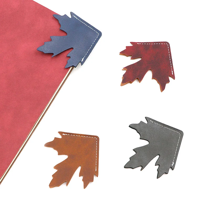 Vintage Maple Leaf Leather Bookmark Student Notebook Folder Maple Leaf Bookmark