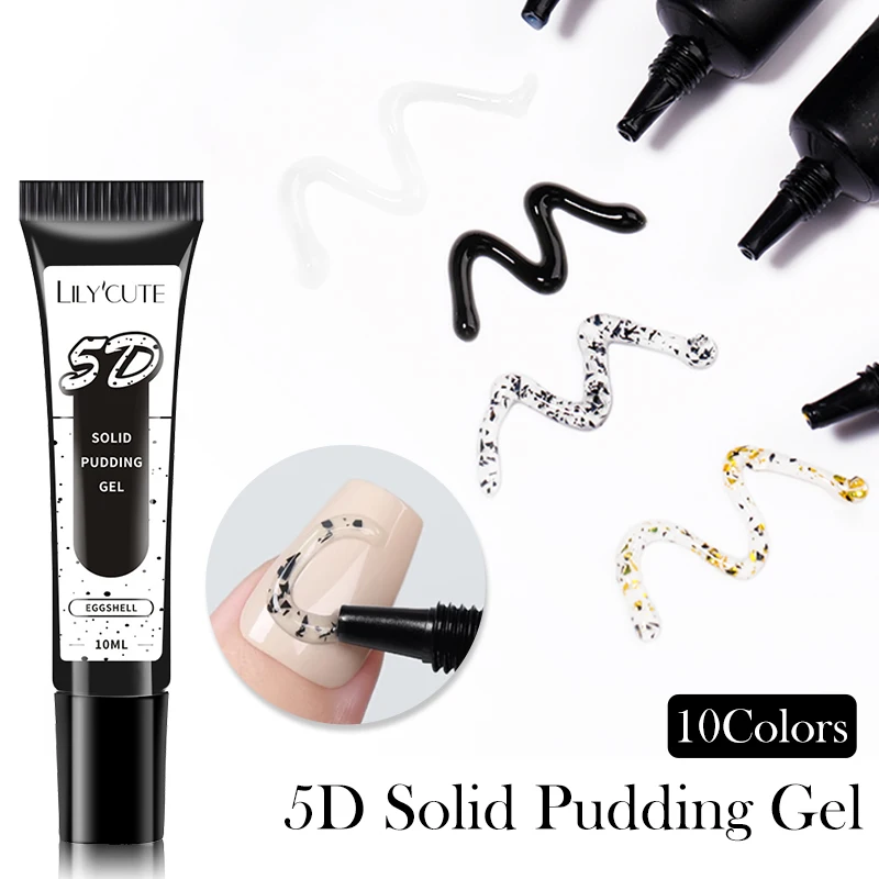 LILYCUTE 10ml 5D Solid Pudding Nail Gel Semi Permanent Korean-Style Painting Gel Polish Supplies DIY Nail Art Decoration