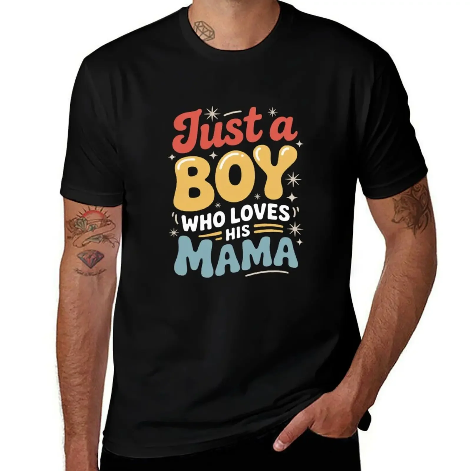 

Just A boy who loves his mama Mother's Day Groovy T-Shirt custom t shirt hippie clothes T-shirt men