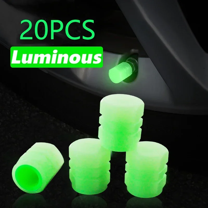 4-20PCS Leucht Auto Reifen Ventil Kappe Fluoreszierende Nacht Leuchtende Dekor Motorrad Fahrrad Rad Düse Staubdicht Reifen Ventil stem Kappen
