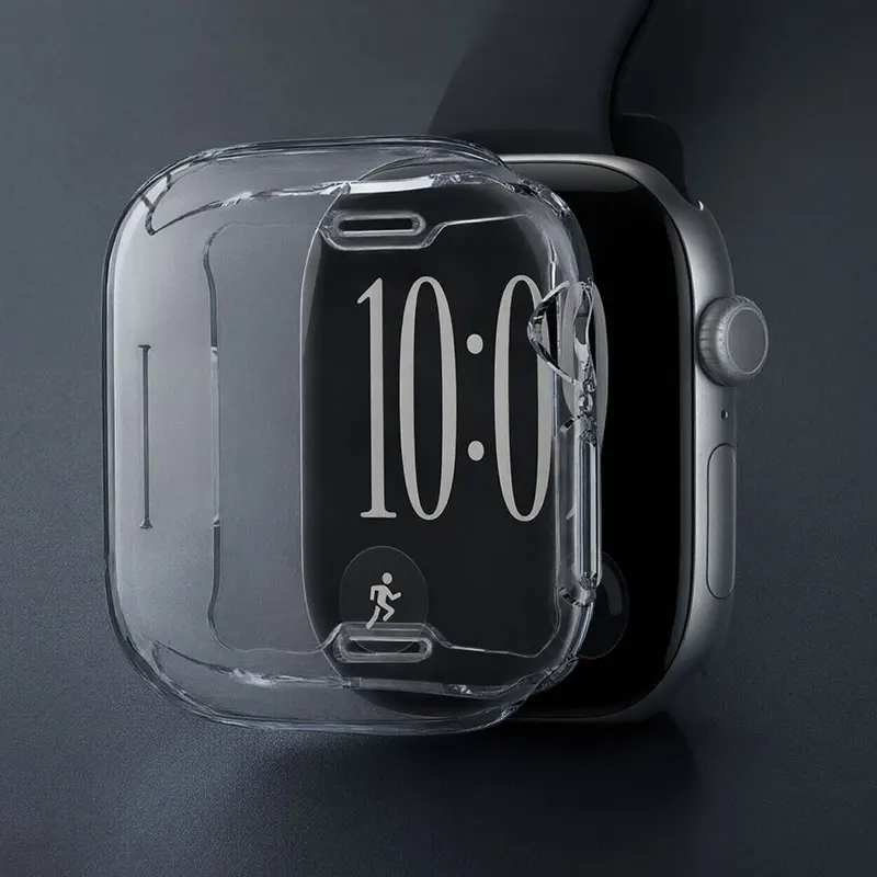 Transparent Cover For Apple Watch 12 11 10 46mm 42mm TPU Screen Protector Bumper Case iWatch 9 8 7 41 45mm 6 5 4 SE 40 44mm
