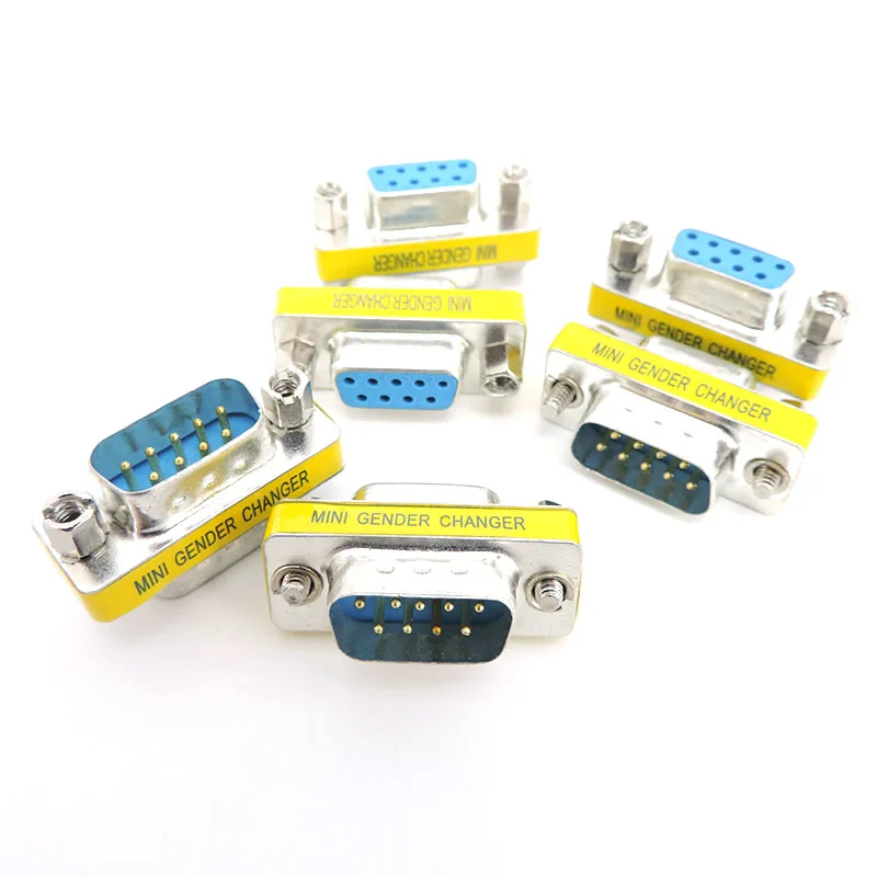 DB9 9Pin VGA Male to Male/Female to Female Male plug socket Adapter Connector converter Mini Gender Changer RS232 Serial P1