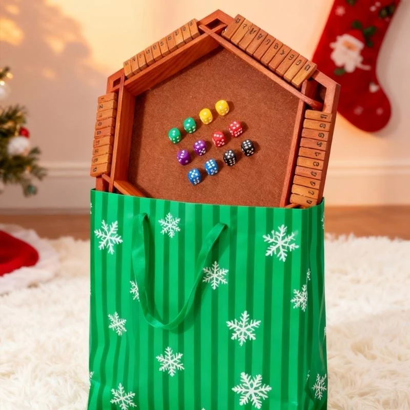 6 Player Wooden Table Number Learning Entertainment Set Double Shutter Toy For Cognitive Development And Group Play