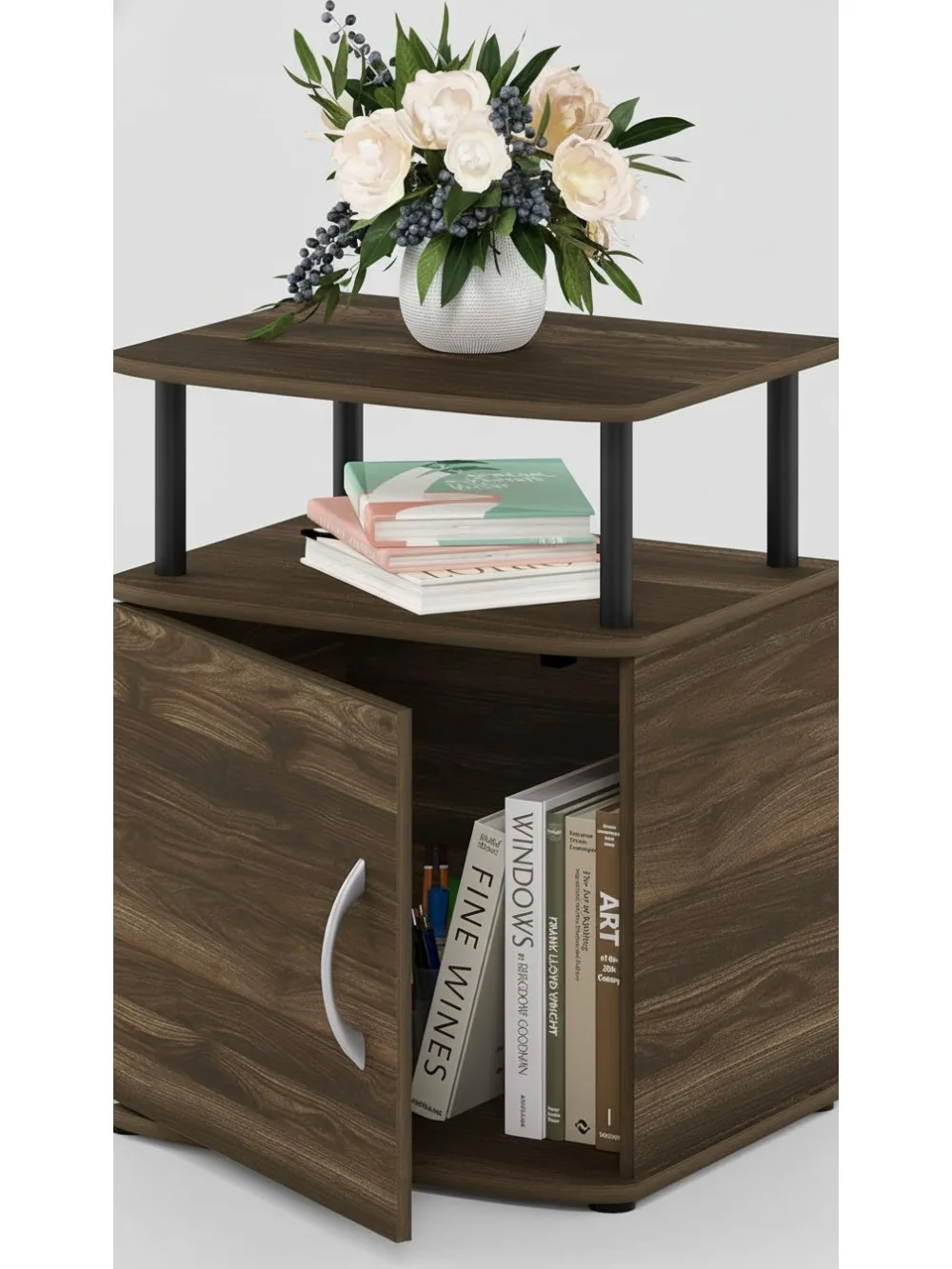 

Современный боковой диван-стол с дверным хранилищем, компактная тумбочка для гостиной и спальни, вместимость 25 фунтов