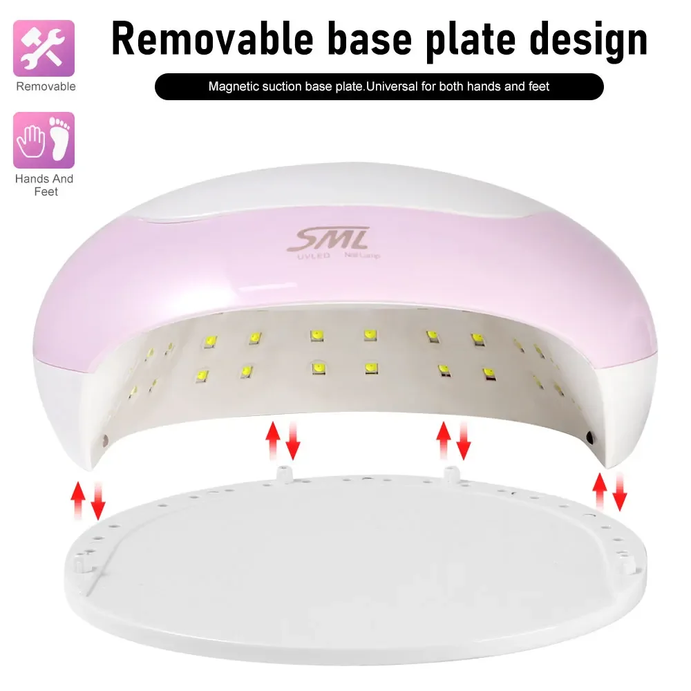60 LED الأشعة فوق البنفسجية مسمار الفن مصباح المهنية مسمار مجفف قاعدة قابلة للإزالة مع الموقت والاستشعار الذكي لعلاج هلام البولندية مسمار أداة فنية #3