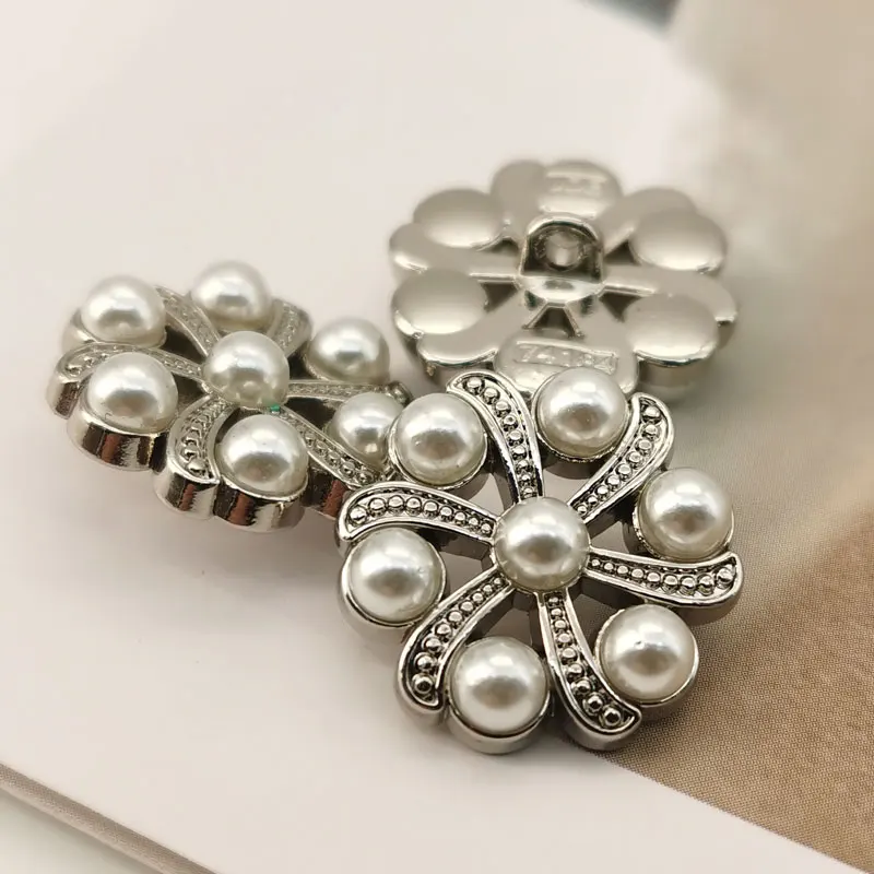 Metal Buttons For Clothing Designers Handmade Luxury Garment Sewing Accessories Pearl Rhinestone Decorate DIY Crafts Supplies