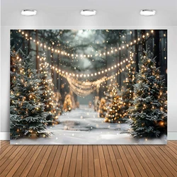 Winter Christmas Bokeh Photo Background Snow Forest Photography Backdrop Children Birthday Cake Smash Photo Studio Props