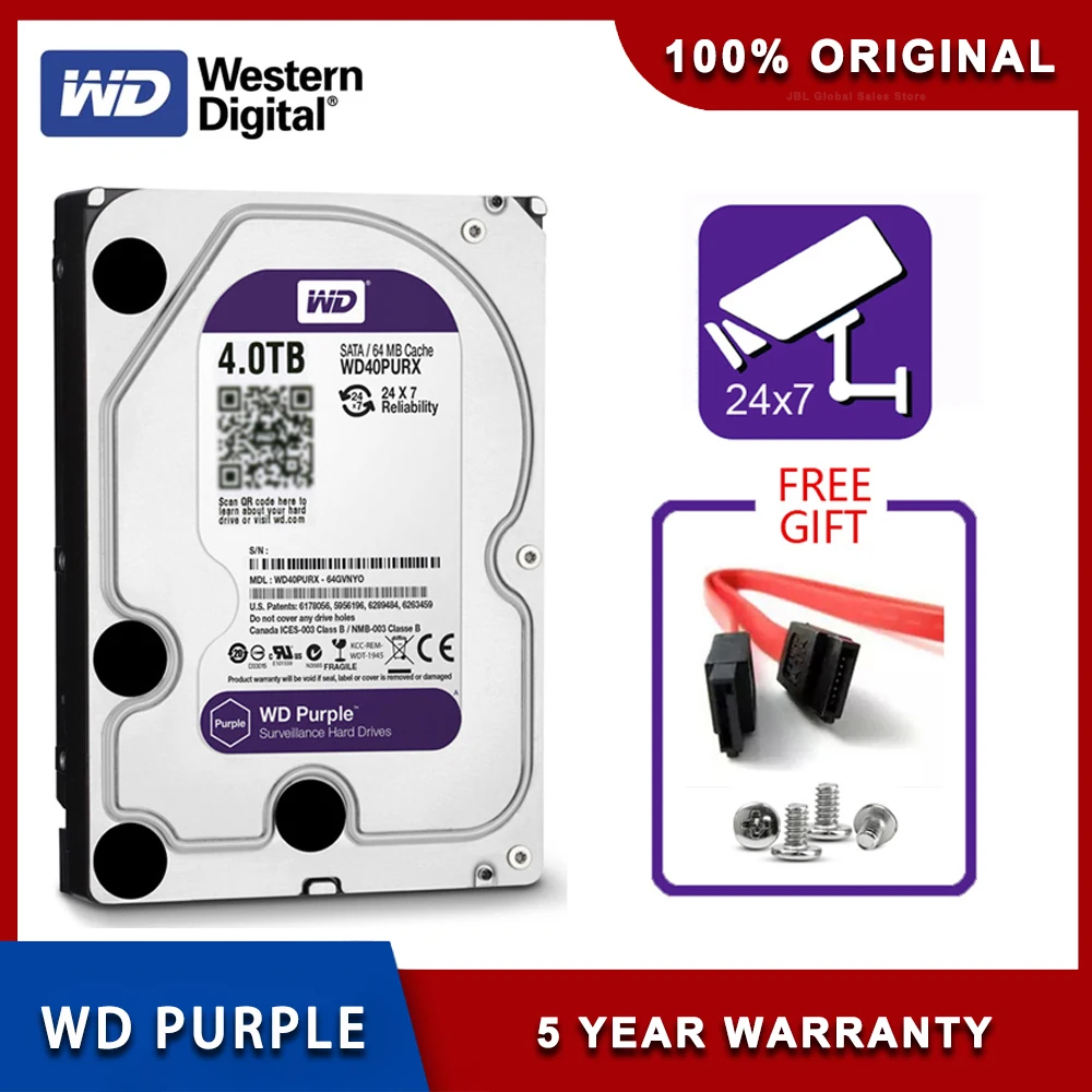 WD Purple 4TB Surveillance Internal Hard Drive Disk 3.5