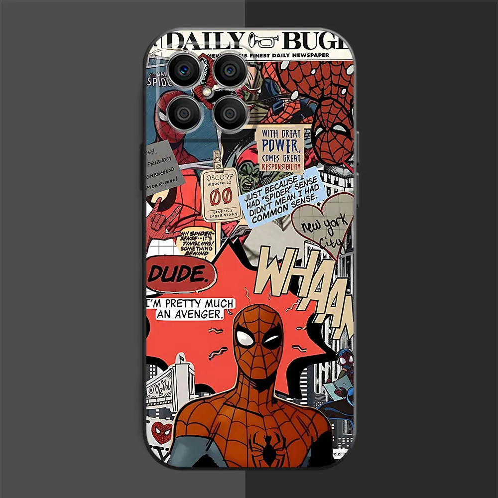 Silicone Phone Case for Honor 70 Lite 8X 90 Pro 20 X6 X6a 4G X7 X8 X8a X9a 5G Marvel Spider Man Cover Capa