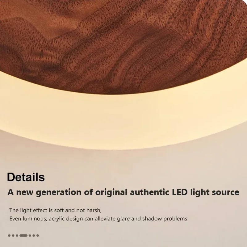 Nordic Creative LED Walnut Wall Lamp, Luminária para sala de estar, Quarto, Candeeiro de cabeceira, Hotel, Hallway Lustre, HomeDecor