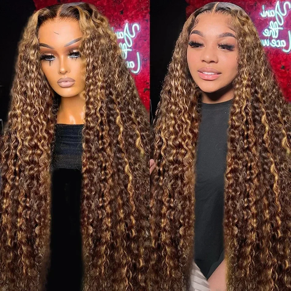 

13x6 Lace Front Human Hair Wig Brazilian Curly Human Hair Wigs Highlight Colored 13x4 Hd Lace Frontal Deep Wave Wig for Women