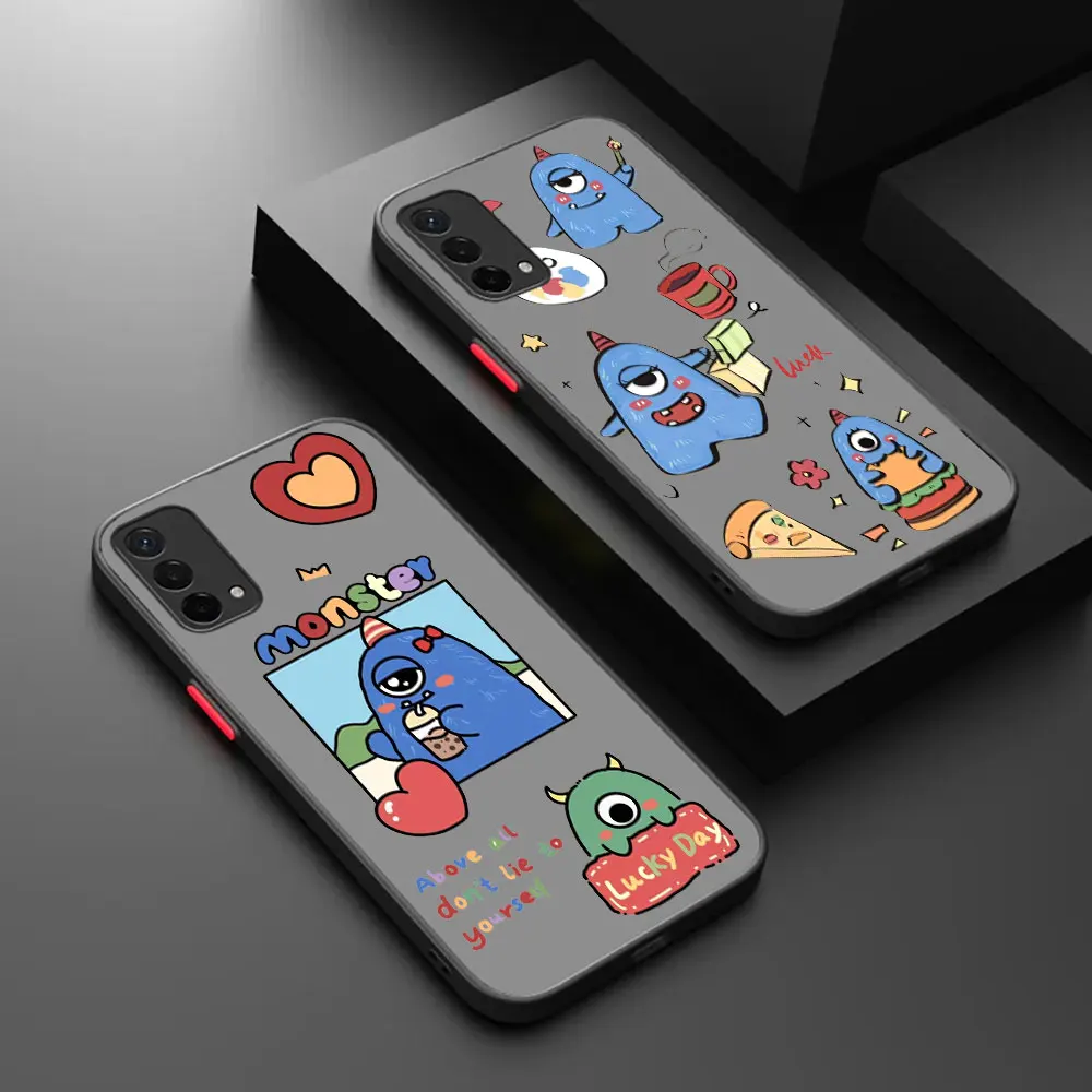 Cute Little Monster Matte Phone Case For OPPO REALME C17 V5 10 3 3I  XLITE 5 5I 5S 6 6S 7 NARZO 20A PRO 5G