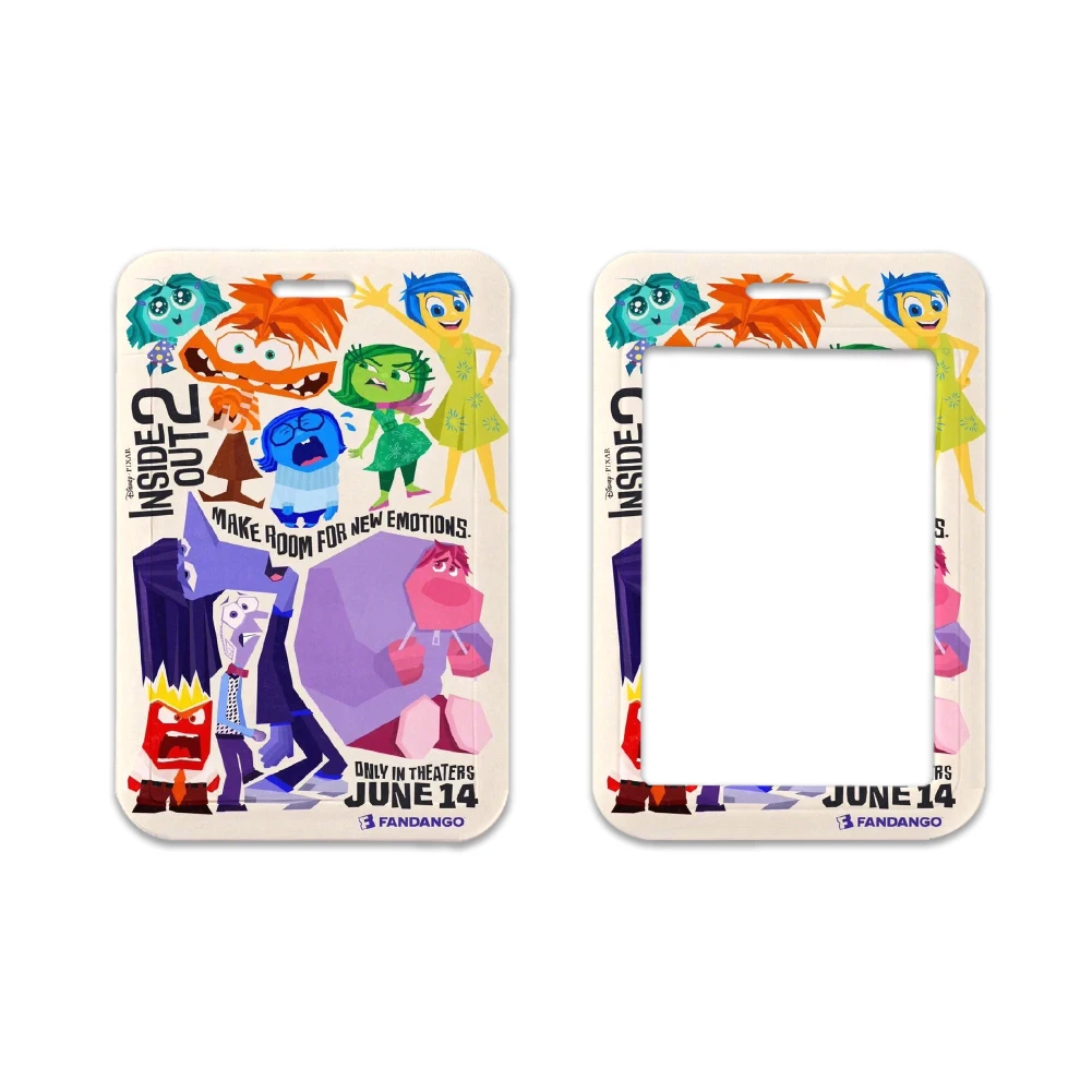 2024 vendita calda ABS Inside Out 2 porta Badge aziendale personalizzato porta carte d'identità in plastica rigida in PVC con piccoli regali Landyards