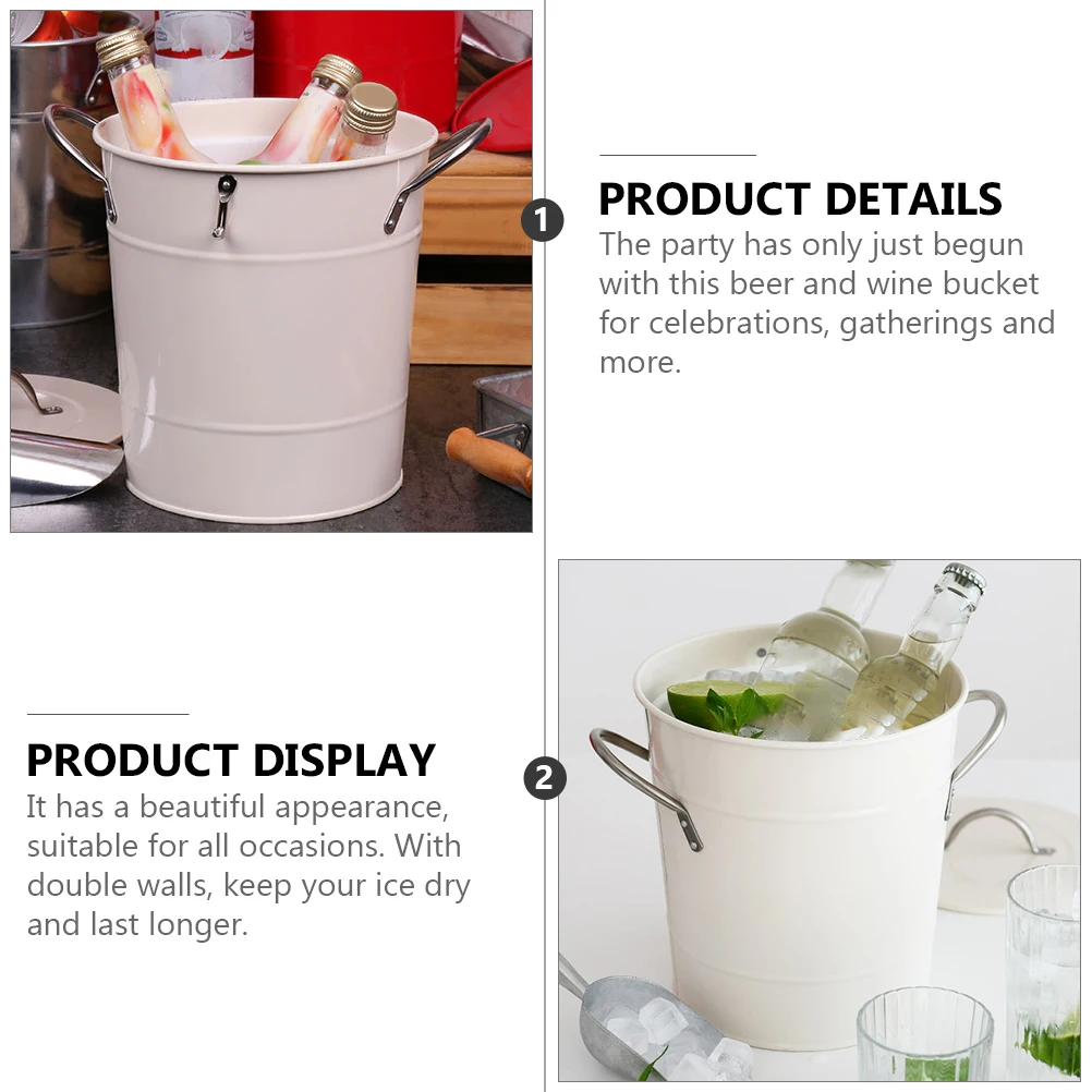 

Thickened Galvanized Iron Bucket 4 5L Large Capacity Cooler for Ice Drinks Party Bar Beer Cooling Storage