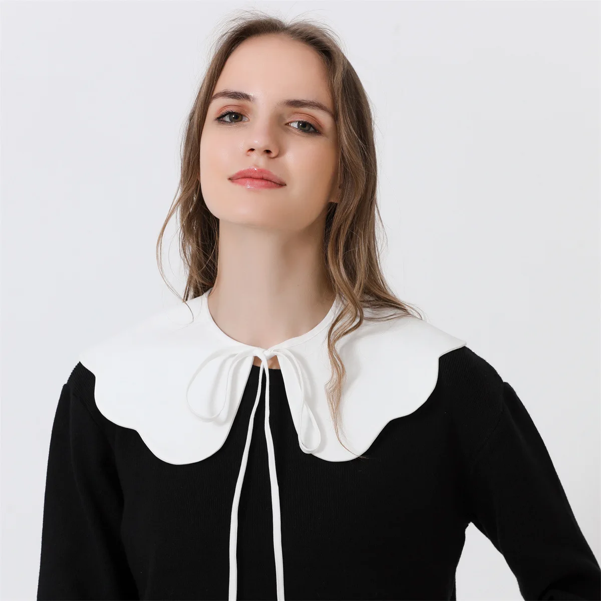 

Fake collar versatile collar decoration Korean version lace round neck lace fake collar ruffle Half cut shirt fake sleeves