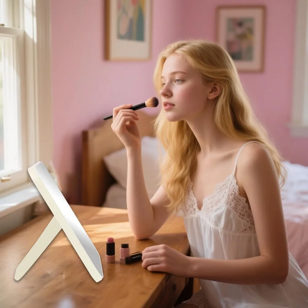 

Makeup Mirror, 8 Inch Desktop Foldable Portable Princess Mirror, with Stand, Table Desk Standing Cosmetic, Purpose Mirror