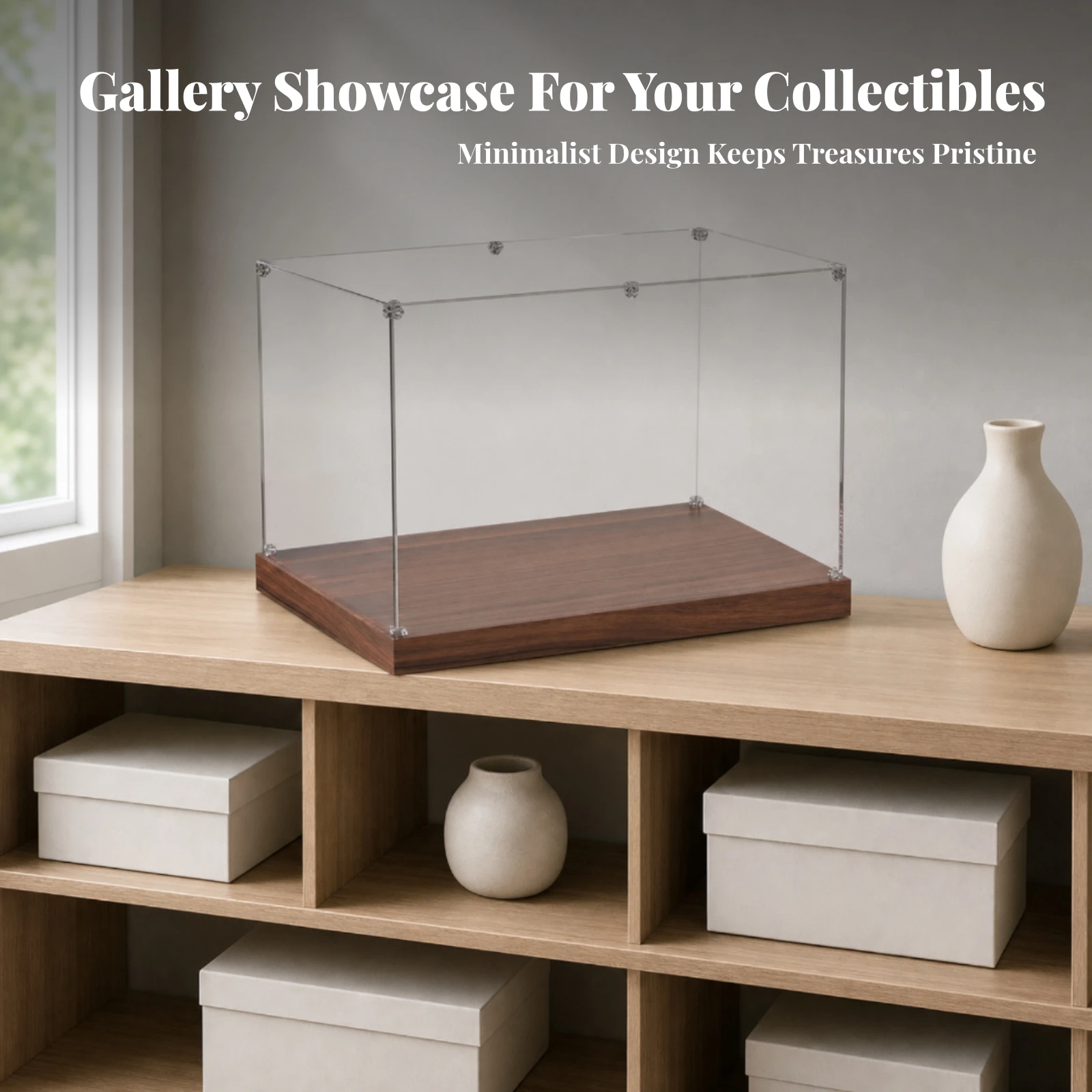 Tabletop Acrylic Display Case with Raised Base Transparent Dust-Proof Model Display Case Long-Lasting Scratch-Resistant