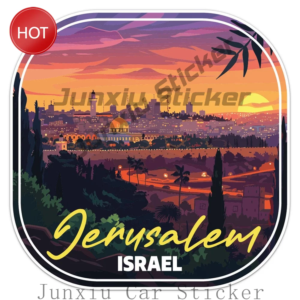 Sunset Israel Jerusalem City PVC Sticker For Car Window Laptop And Travel Luggage Personal Accessories Decoration Decal