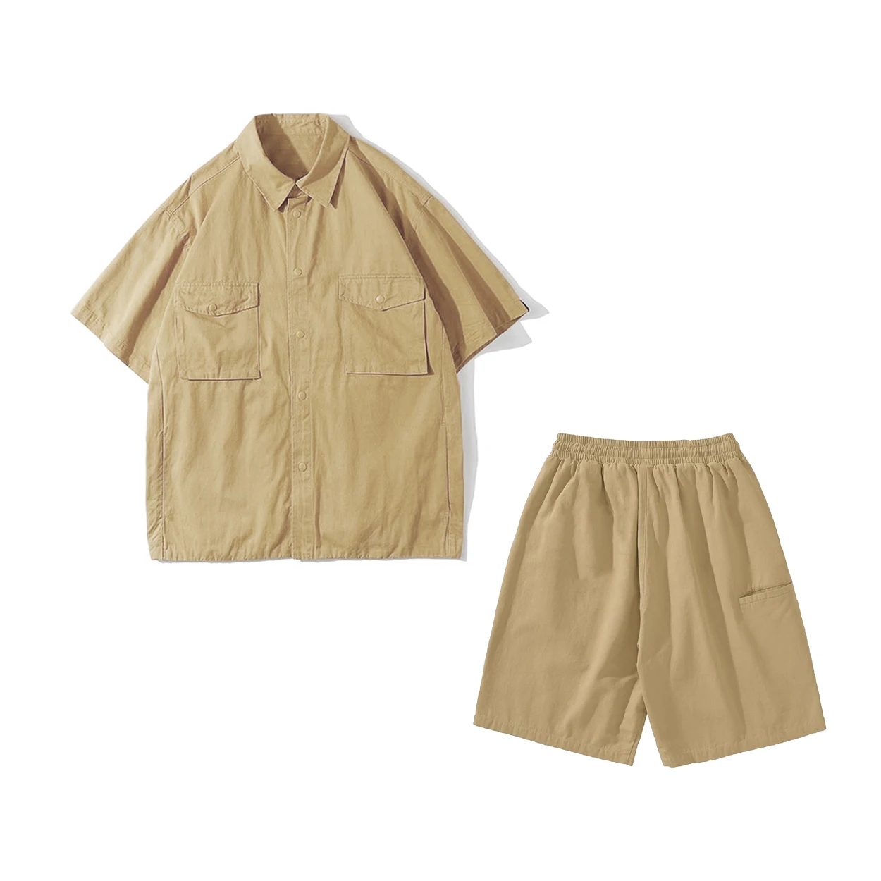 

NIGO Khaki Short Sleeved Shirt Shorts Pants Suit Set #nigo94595