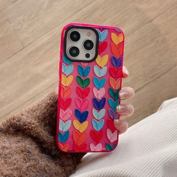 

2.0 Version Acrylic Upgrade Border Heart Phone Case Cover for IPhone 11 12 13 14 15 Pro Max Case for IPhone 14 Pro