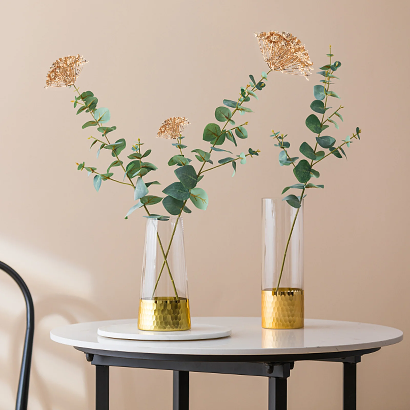 

10Pcs Golden Hydrangea Flower Heads Artificial Bulk Plastic Wedding Decorations Home Party Floral Ornament Fake Flowers Decor