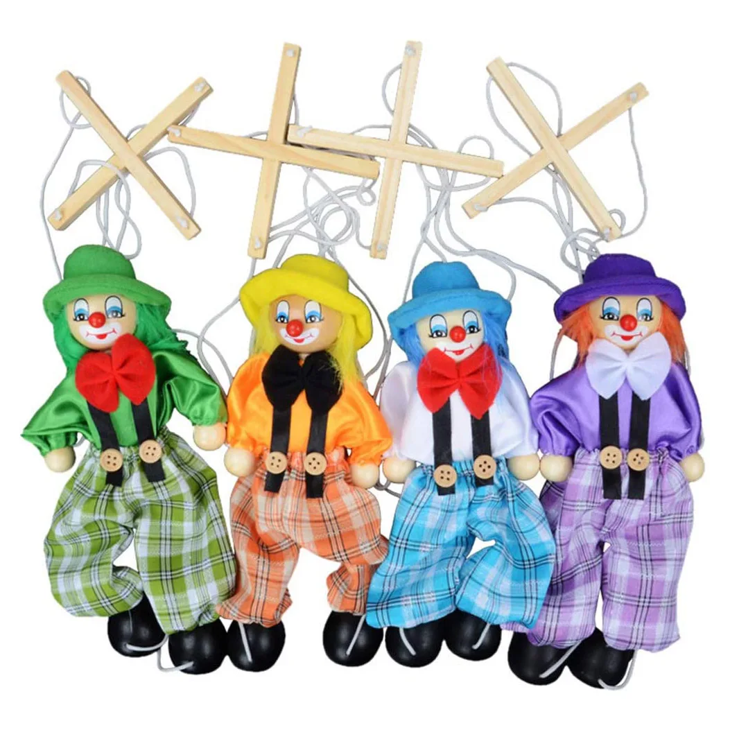 4 Packs Clown Toys Pull String Puppet Kid Toys for Parent Child Interactive Toys Kids Best Gift