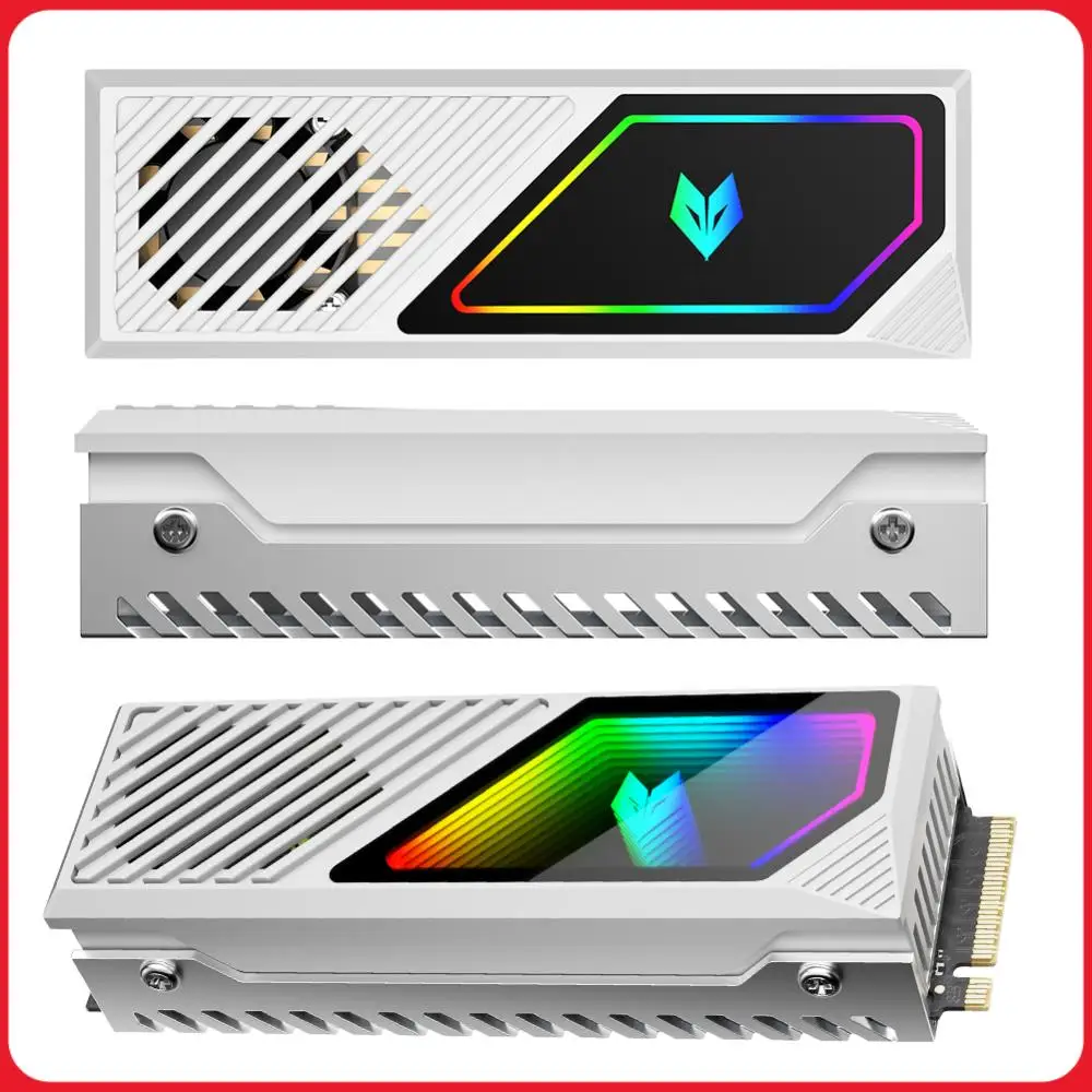 M.2 2280 SSD Heatsink SSD Aluminum Alloy Radiator Built-in Fan 5V 3 Pin ARGB Hard Drive Heatsink M.2 Radiator for M.2 2280 SSD