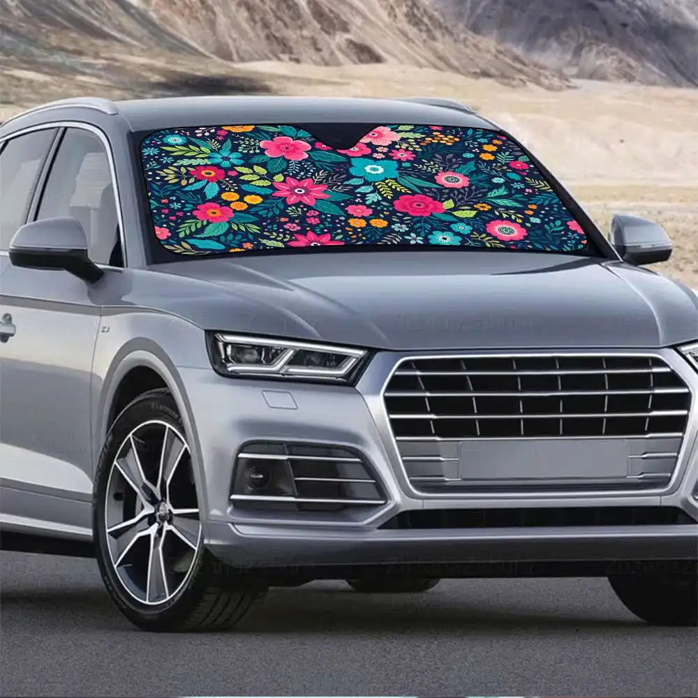 1pc A Vibrant Floral Design That Provides Protection Against Wind And Sun, Shielding Your Vehicle From UV Rays To Maintain A Coo