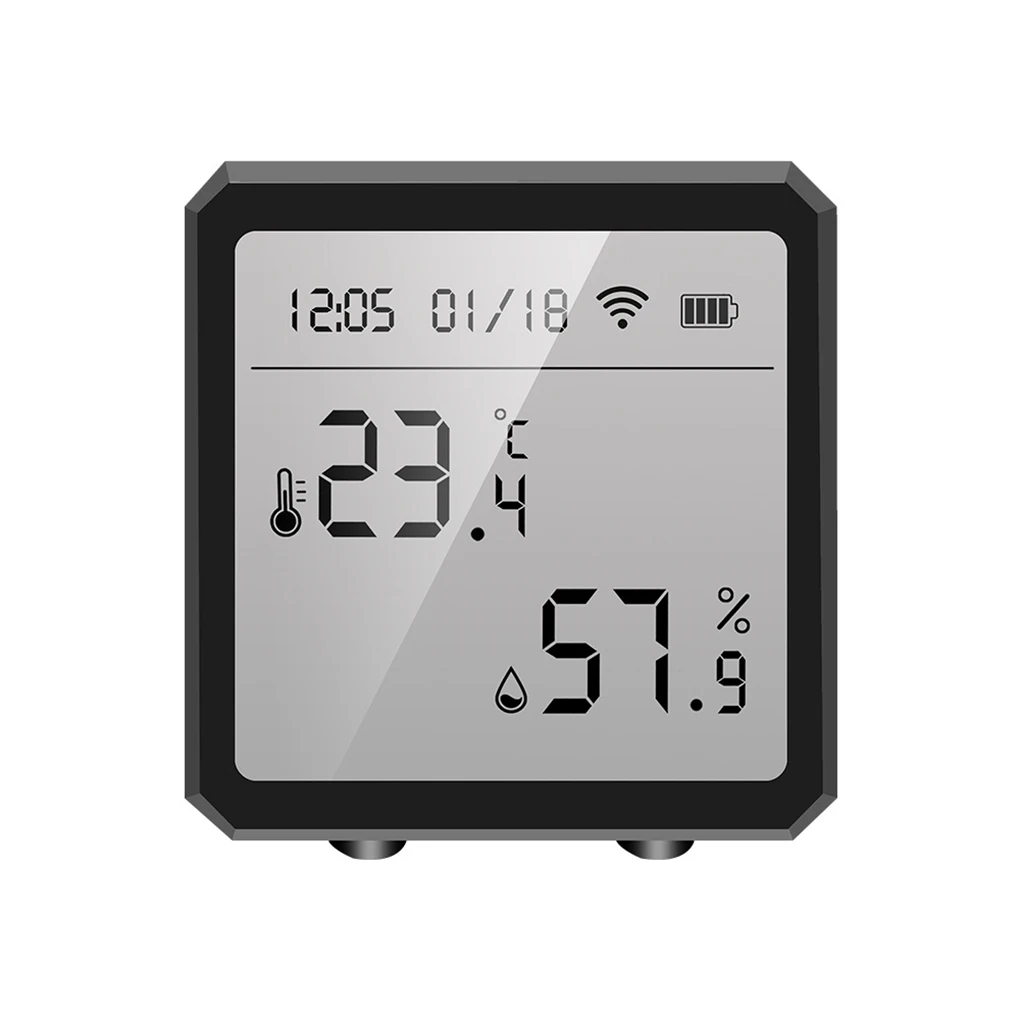 Tuya Digital Display Temperature Humidity WiFi LCD Screen ℃/℉ 0 99%RH Range Voice Powered Smart for Office Type