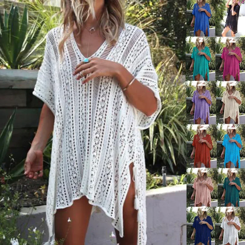 

Hollow Out Loose and Sexy Vacation Beach Bikini Cover Up Sun Protection Clothing Women's Swimwear Coat