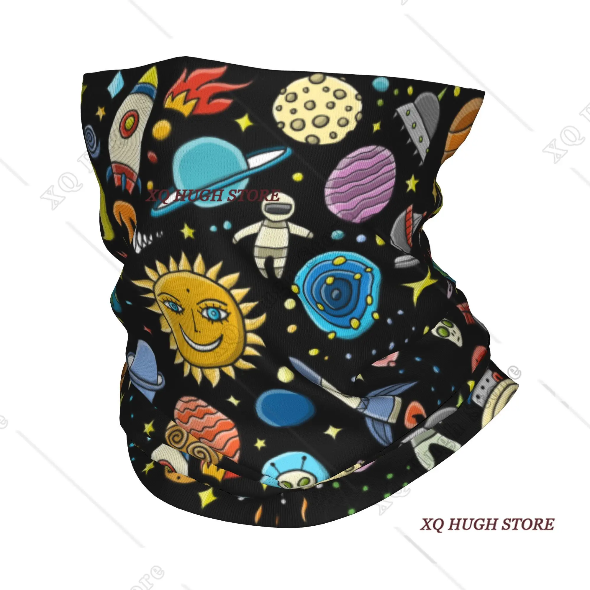 Space Rocket Planet Winter Headband Neck Warmer Hiking Camping Tube Scarf Universe Alien Astronaut Spaceship Face Bandana Gaiter