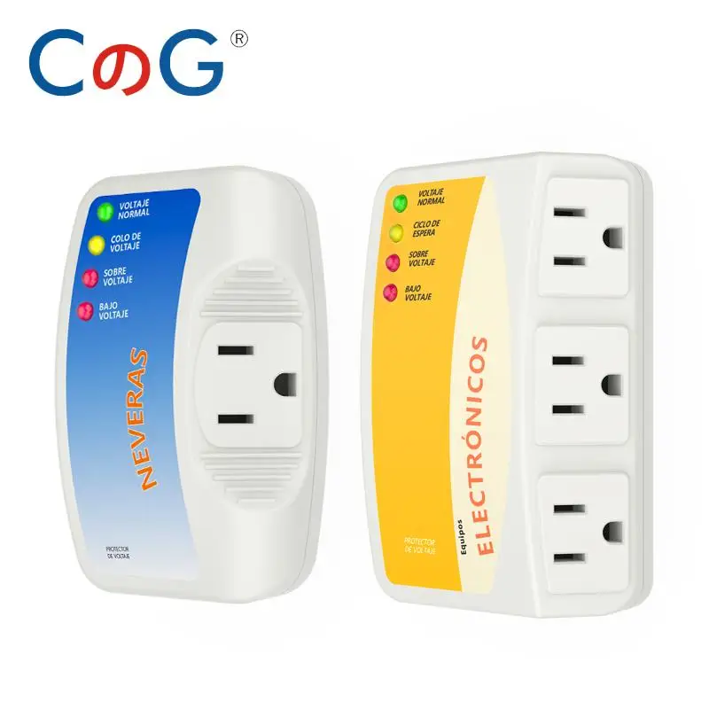 CG Single/Three Outlet Power Surge Protector 120V 10/12A Home Appliance Voltage Brownouts Plug Outlet for PC/TV/Refrigerator