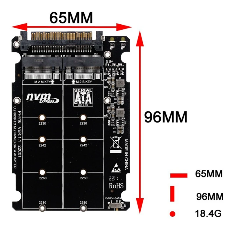 1 Piece PCIE3.0 NVME NGFF To U.2 SFF8639 Riser Card PCB M.2 NVME To U.2 Riser Card