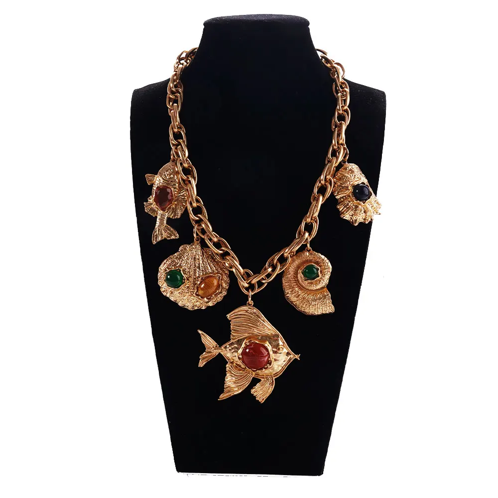 

Женское винтажное ожерелье в стиле хип-хоп с красочными подвесными звеньями-цепочками для банкета, ювелирные аксессуары