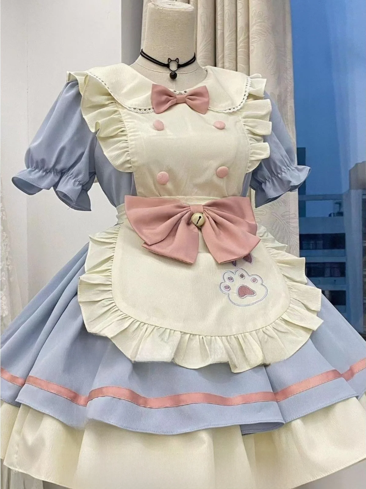 Cute Maid Uniform Dress Set Lolita Style Halloween Cosplay Women's Clothing  Skirt Top Quality Spring Fashion Ladies Outfits