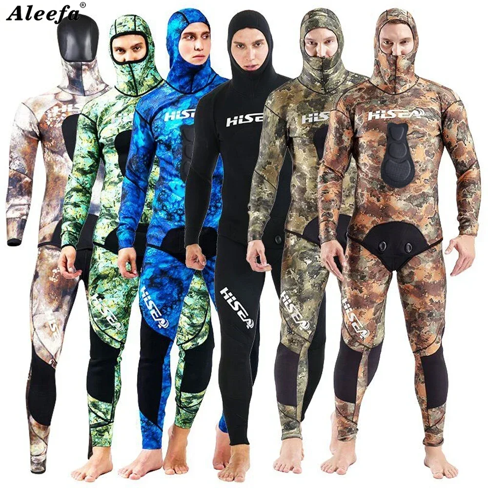 Roupa de mergulho neoprene homem Hisea 3.5mm neoprene camuflagem wetsuits homem caça submarina terno de mergulho mergulho wetsuit pesca yamamoto mergulho terno molhado masculino xxxl