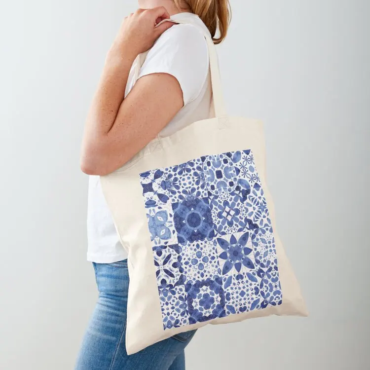 

Indigo Watercolor Tiles Tote Bag Women's bags Handbags women Women's handbag canvas tote bags