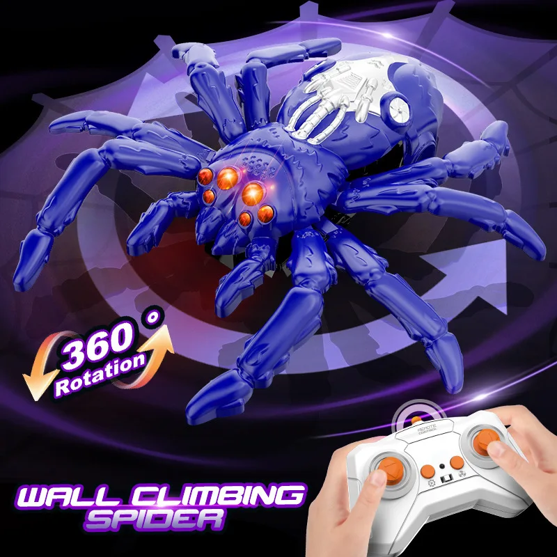 

Remote Control Wall Climbing Spider Rechargeable Electric Realistic Intelligent Toy With 360 Degree Rotation For Kids Boys Girls