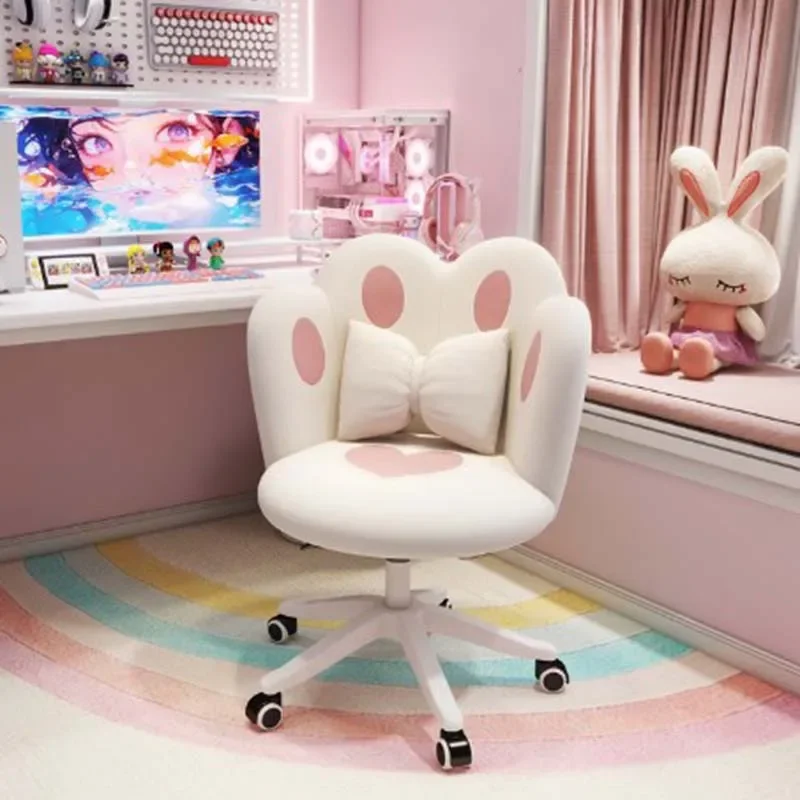 

-+-Cute Design Support Office Chair Rotating Wheel Luxairy Modern Chair Mobile Comfy White Cadeiras De Escritorio Salon Furnitur