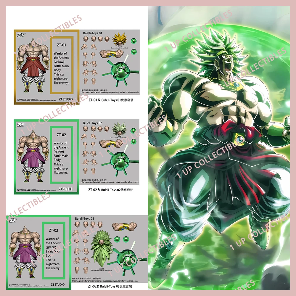 

ZT Toys Studio Ancient Warrior Broly Aciton Figure Green Yellow Long Hair 1/12 Figure Dragon Ball Z Anime Collection Model Gift