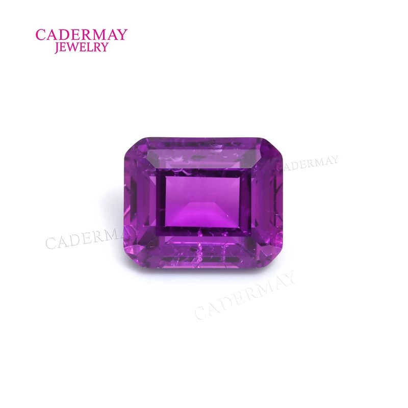 Natural Cutting Lab Sapphire Inclusions 5x7mm-10x12mm Emerald Cut Violet Purple Synthetic Sapphire for Diy Making Jewelry