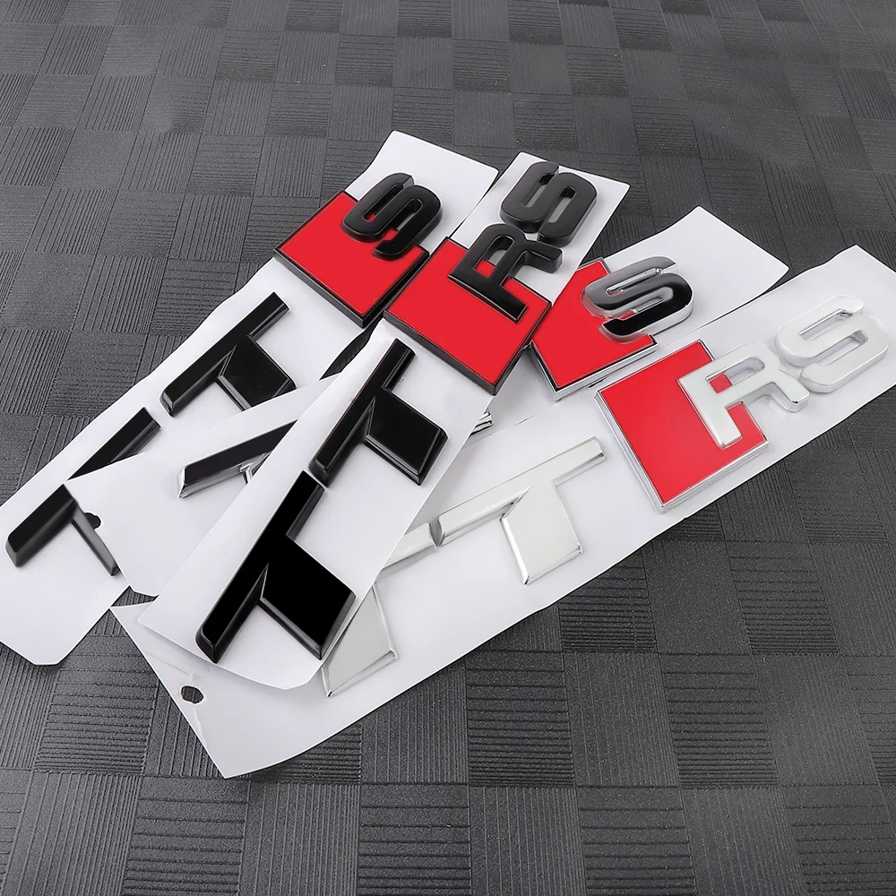 【セール中】1PC 3D ABS製 車テールバッジ リアトランクエンブレム TTS TTRSロゴトリム デカール装飾ステッカー 自動車改造アクセサリー アウディ用