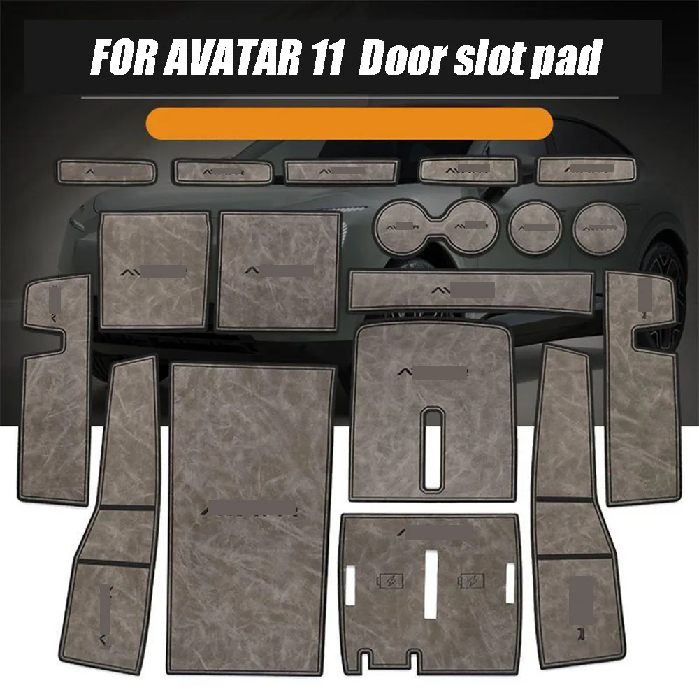 For Changan AVATR 11 2022-2024 Car Anti-Slip Gate Slot Cup Pad Mat  Water Cup Storage Box Gate Groove Mat Leather Mats