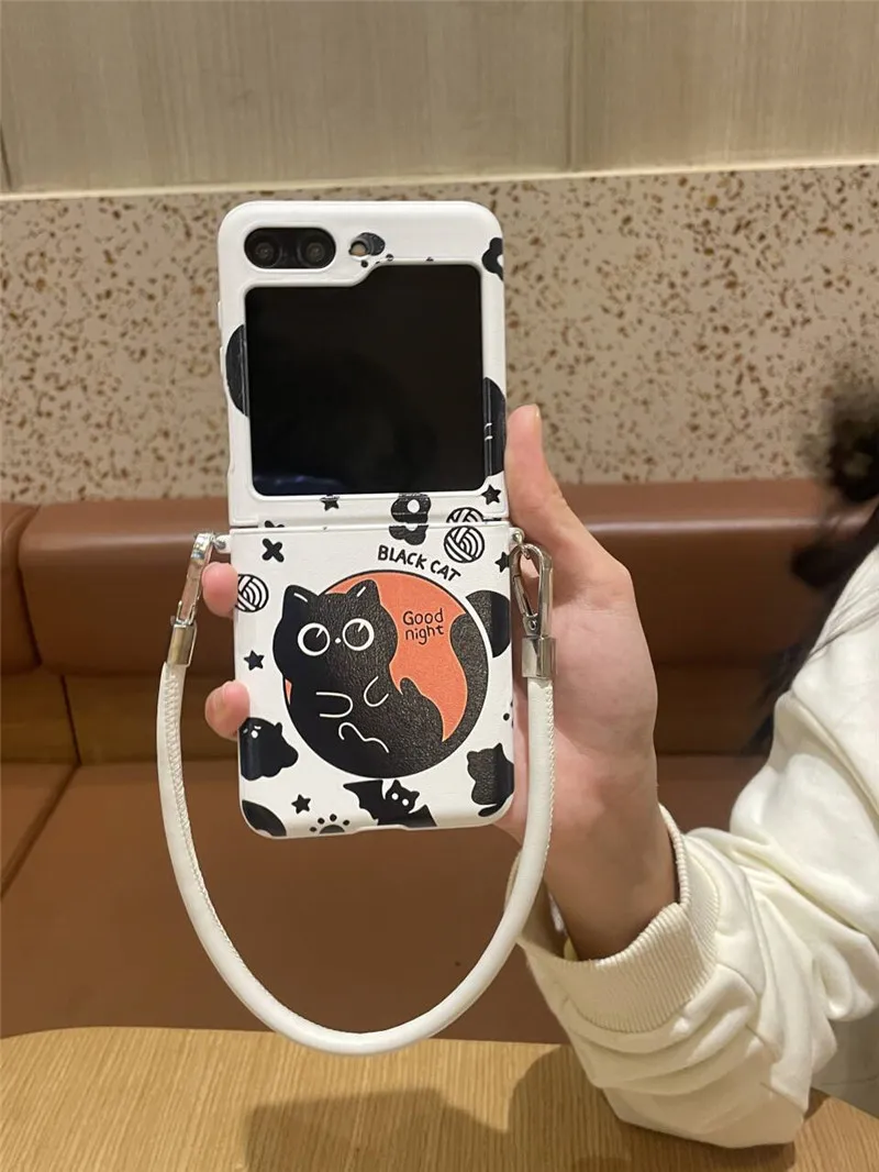 Casing Samsung Galaxy Z Flip6, sarung HP Diy bunga lucu tali pendek Z Flip5 Z Flip4 Z Flip3 ajaib V Flip Xiaomi mixflip