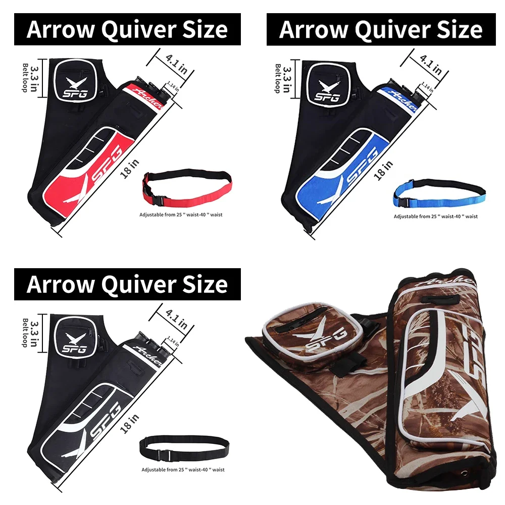 Kantong Anak Panah untuk Memanah, Kantong Pinggang Tahan Lama dengan Sabuk Pinggang yang Dapat Disesuaikan, Tabung Tiga Anak Panah untuk Penyimpanan Anak Panah, Aksesoris untuk Busur Compound dan Busur Recurve