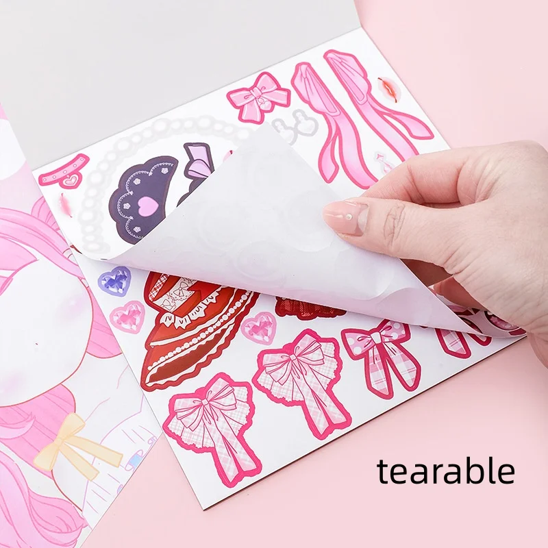 كتاب ملصقات فستان الأميرة السحرية للفتيات، زي ومكياج قابل لإعادة الاستخدام لعمر 3-6 سنوات مع 100+ قطعة #6